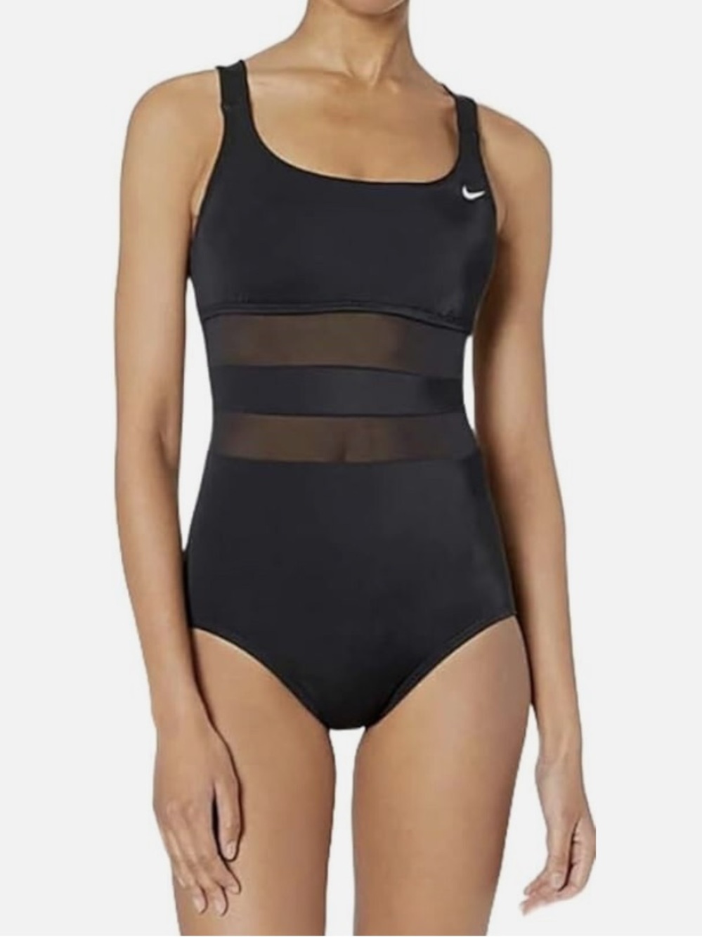 Nike Black One-Piece Swimsuit with Sheer Mesh Bands
